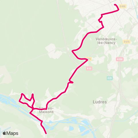 Réseau Sub Pont Saint Vincent <> Nancy map