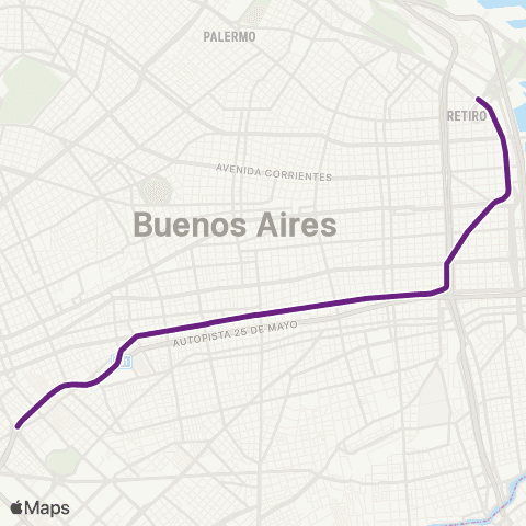 Metrovías Retiro - Plaza de los Virreyes map