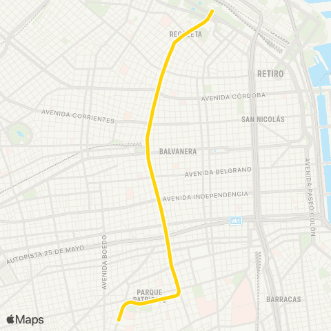 Metrovías Facultad de Derecho - Hospitales map