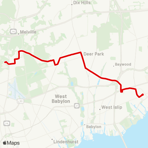 Suffolk County Transit Farmingdale State College to Bay Shore map