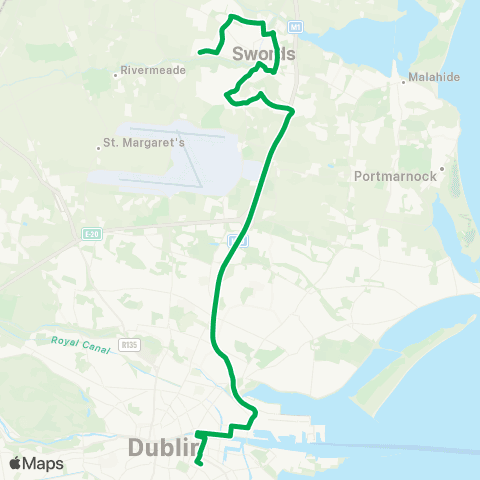 Swords Express Swords - Merrion Square map