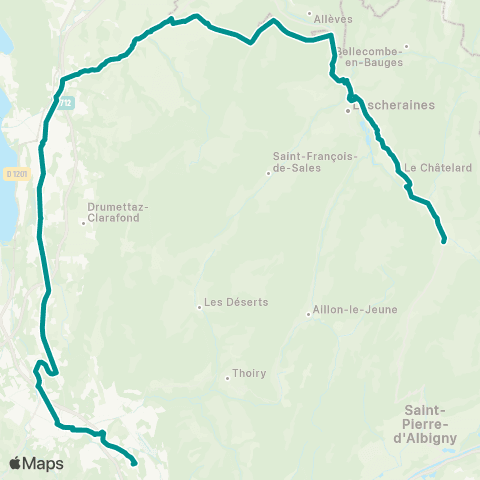 Synchro École Chef-lieu / Collège des Bauges > Chambery Gare rout. / Lycée du Granier map