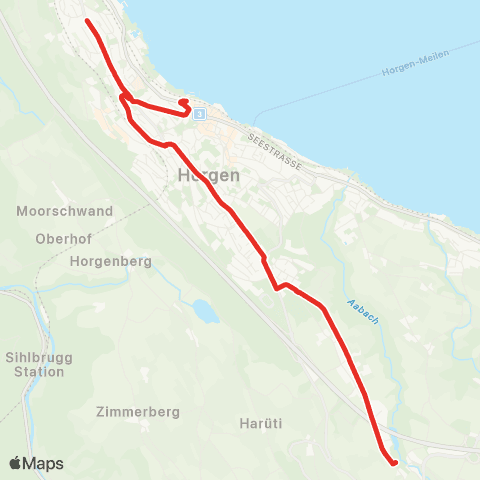 SZU - Sihltal Zürich Uetliberg Bahn Horgen, Bahnhof - Horgen, Aamüli map