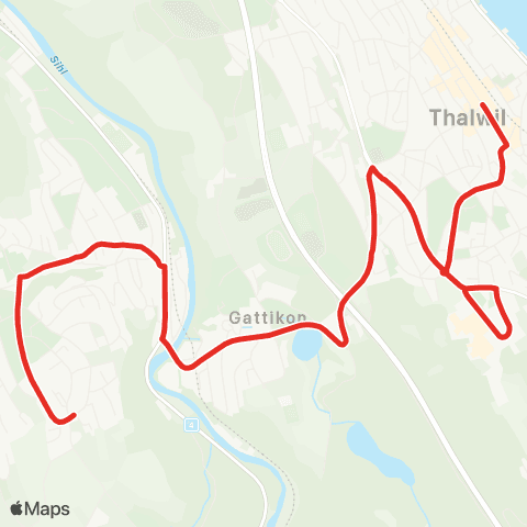 SZU - Sihltal Zürich Uetliberg Bahn Thalwil, Zentrum - Langnau am Albis, Unterrengg map
