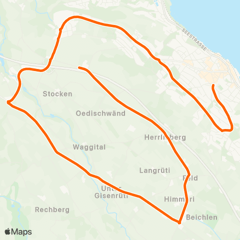 SZU - Sihltal Zürich Uetliberg Bahn Wädenswil, Rötiboden - Hütten, Schöntal map