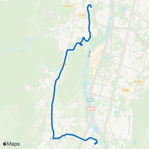 M Réso Seyssins le Prisme / Claix Pont Rouge map