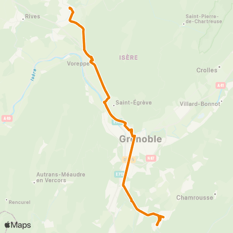 M Réso Vizille Chantefeuille / Voreppe Gare map