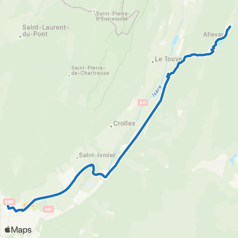 M Réso Allevard Collège / Grenoble Gare rout. map