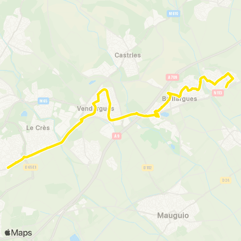 TaM Notre-Dame de Sablassou - Vendargues - Gare de Baillargues - St-Brès Versant map