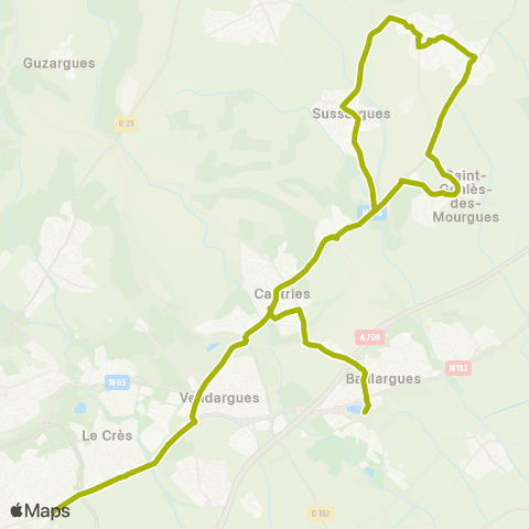 TaM Sablassou-Sussargues-Beaulieu-Restinclières-St-Geniès-Castries-Baillargues map