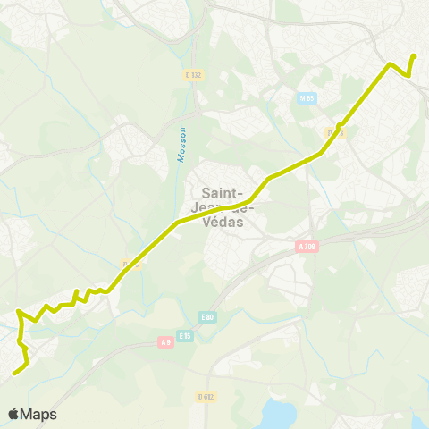 TaM St-Jean de Védas Ctre - Fabrègues Lou Paillas map