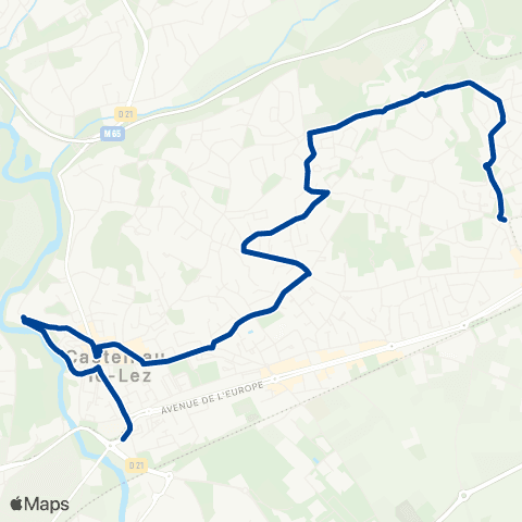 TaM Castelnau-le-Lez : CDG - Aube Rouge / Les Aires map
