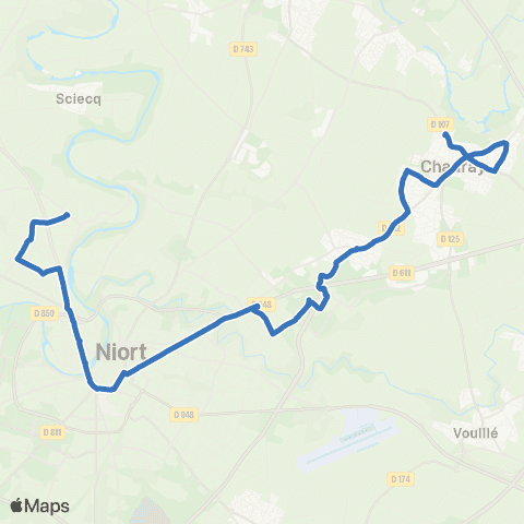 Tanlib Chauray Château Driguet - Niort Chaintre Brûlée map