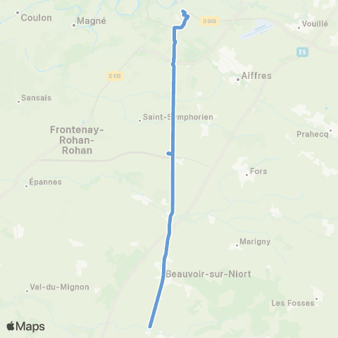 Tanlib Niort Brèche - Plaine d'Argenson Prissé - la-Charrière Église map