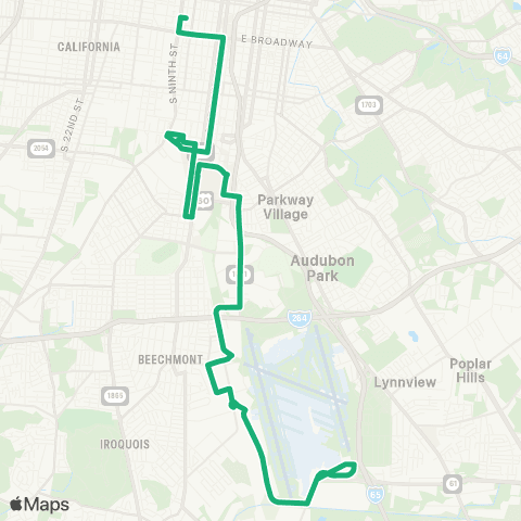 TARC UPS U of L Shuttle map