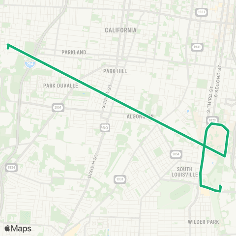 TARC UofL Cardinal Shuttle map