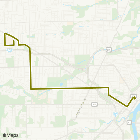 TARTA Franklin Park Mall via Bancroft map