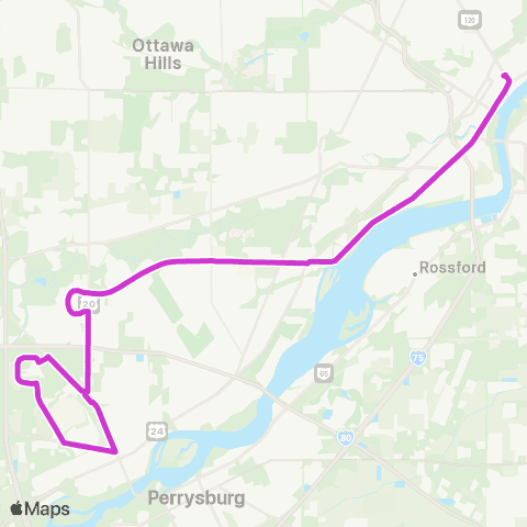 TARTA Maumee via Bway / Glendale / Indian Wood Circle map