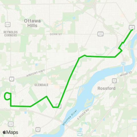 TARTA Southwyck via Western / Detroit / Heatherdowns map