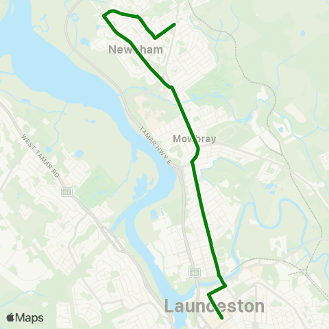 Metro Tasmania Alanvale to Launceston City map