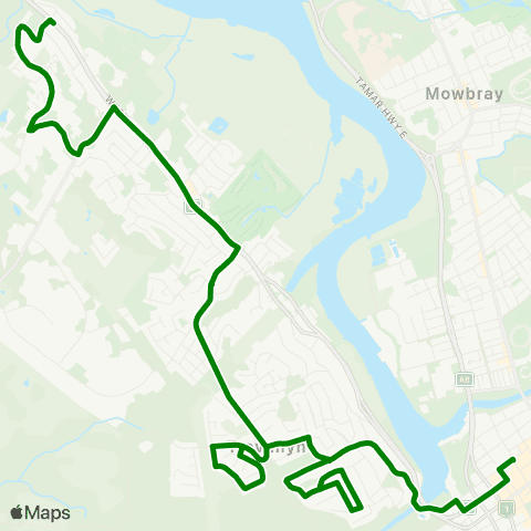 Metro Tasmania North Riverside to Launceston City map