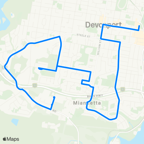 Tasmania Department of State Growth Stony Rise to Devonport map