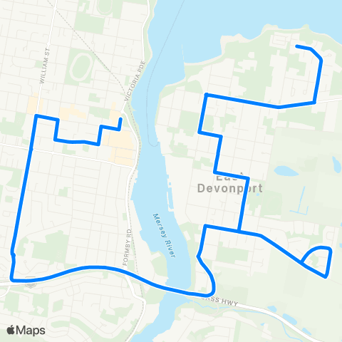 Tasmania Department of State Growth East Devonport to Devonport map