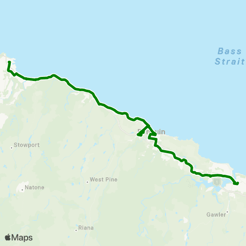 Metro Tasmania Ulverstone to Burnie map