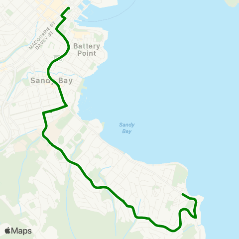 Metro Tasmania Sandy Bay to Hobart City map