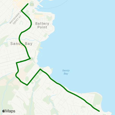Metro Tasmania Sandy Bay to Hobart City map