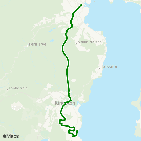 Metro Tasmania Blackmans Bay to Hobart City map