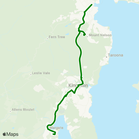 Metro Tasmania Margate to Hobart map