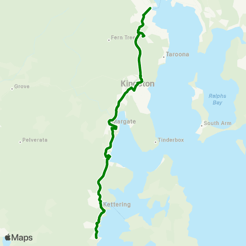 Metro Tasmania Woodbridge to Hobart map