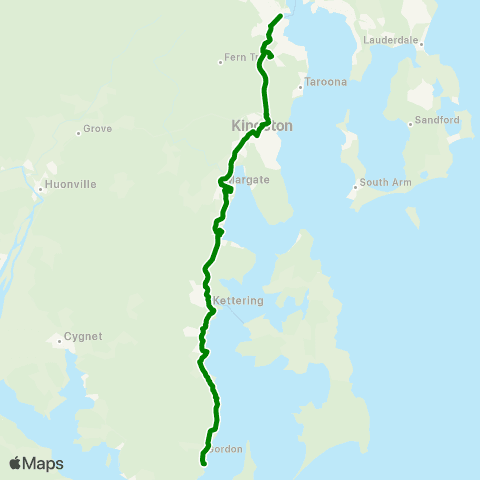 Metro Tasmania Gordon to Hobart map