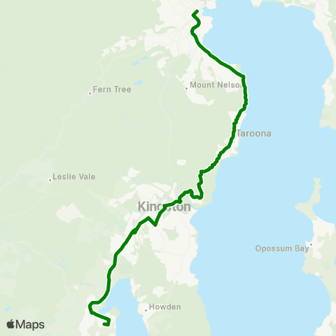 Metro Tasmania Margate to Hobart map