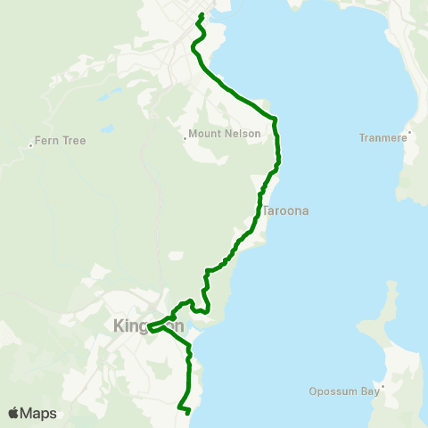 Metro Tasmania Blackmans Bay to Hobart City map
