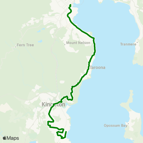 Metro Tasmania Blackmans Bay to Hobart City map