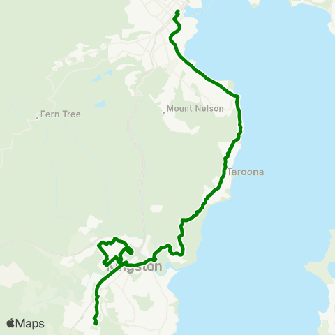 Metro Tasmania Kingston to Hobart map