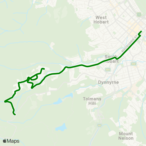 Metro Tasmania Strickland Avenue to Hobart map