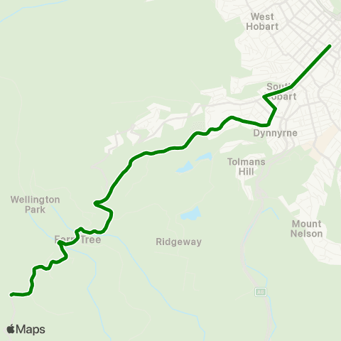 Metro Tasmania Fern Tree to Hobart map