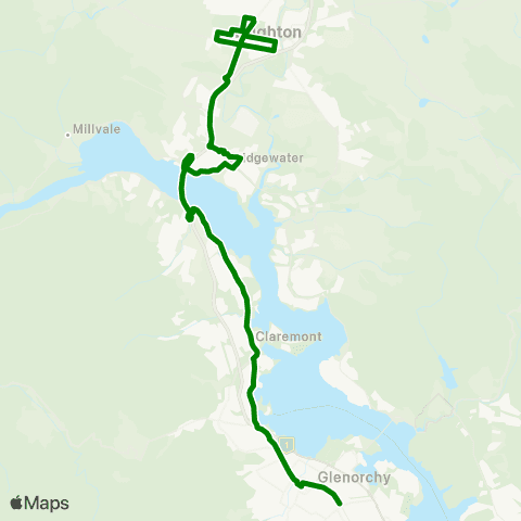 Metro Tasmania Brighton to Hobart City map