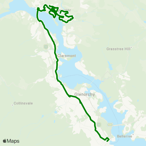 Metro Tasmania Gagebrook to Hobart City map