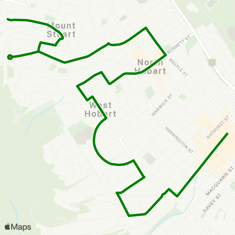 Metro Tasmania Mount Stuart to Hobart City map