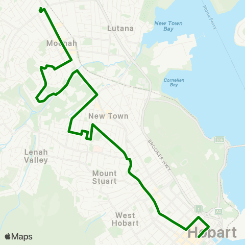 Metro Tasmania Metro Springfield to Hobart City map