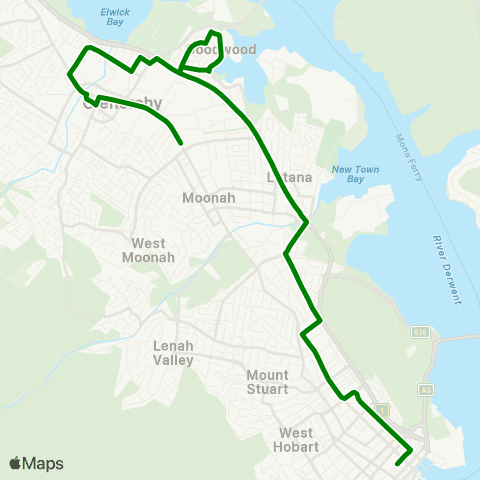 Metro Tasmania Glenorchy to Hobart City map