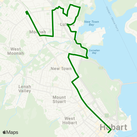 Metro Tasmania Metro Springfield to Hobart City map
