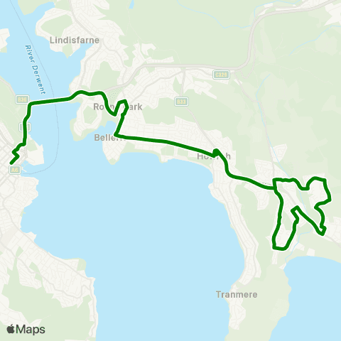 Metro Tasmania Clarendon Vale to Hobart City map