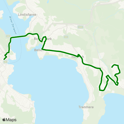 Metro Tasmania Clarendon Vale to Hobart City map