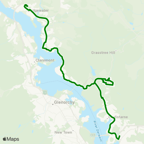 Metro Tasmania Bridgewater to Rosny Park map