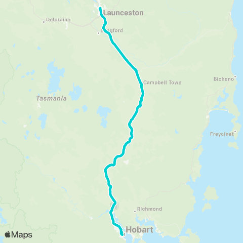 Tasmania Department of State Growth Launceston to Hobart map